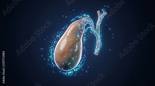 Gallbladder anatomy illustration with digestive medical concept gallbladder digestive biological physiology gastroenterology