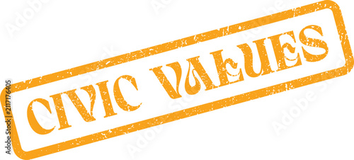 Cuadro en lienzo Authentic orange grunge rubber stamp proclaiming essential civic values and comm
