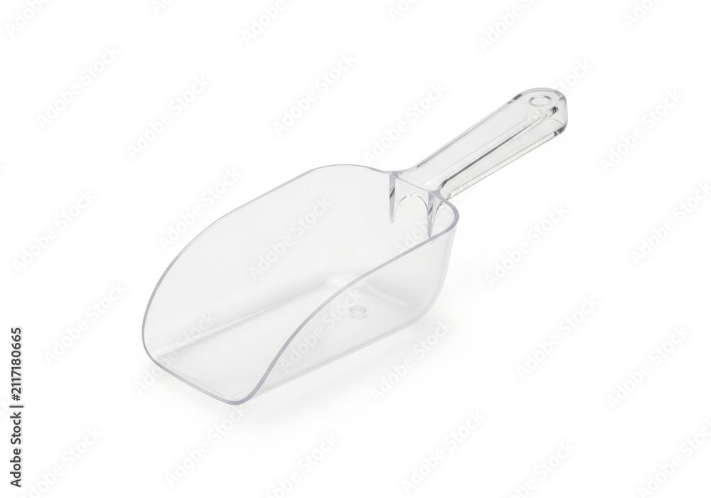 Fototapeta premium Clear plastic utility scoop for dry goods isolated on white