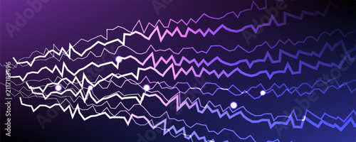 Quadro su tela Abstract sci-fi background featuring a glowing energy orb emitting purple lightning bolts and electrical plasma sparks on a dark background