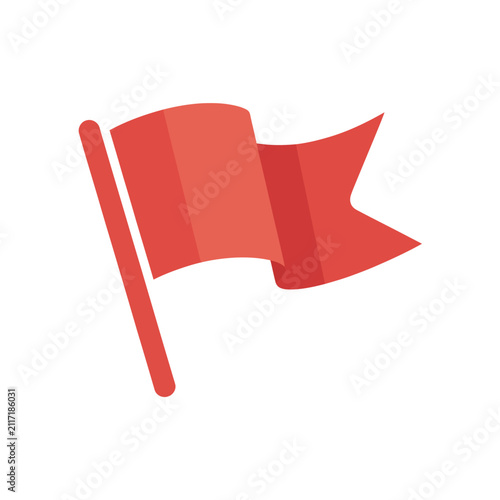Foto Red flag waving on a pole, simple flat vector illustration, representing achieve