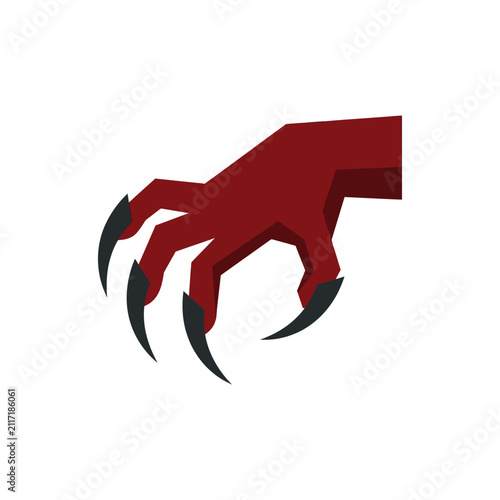 red monster claw reaching out with sharp black nails, dark fantasy horror element