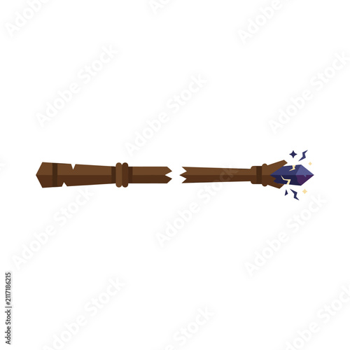 Pixel art wizard staff with glowing blue gem and dark wood handle, fantasy magic element, simple game asset