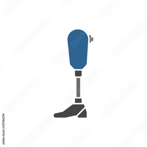 Prosthetic leg icon, artificial limb symbol for mobility assistance and healthcare concepts, medical technology