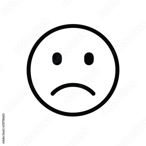 Obraz na plátne Sad face icon, simple line drawing expressing negative emotion, symbol of unhapp