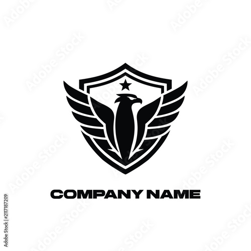 eagle shield logo design illustration Vector