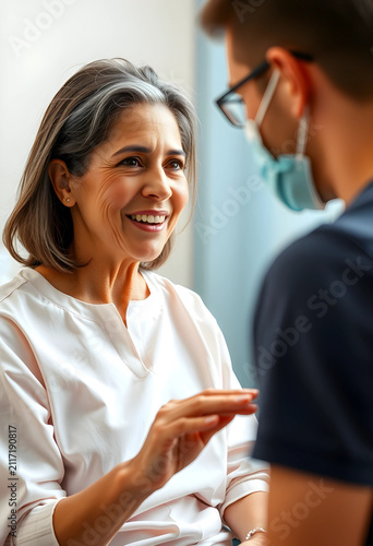 Smiling mature woman with g...