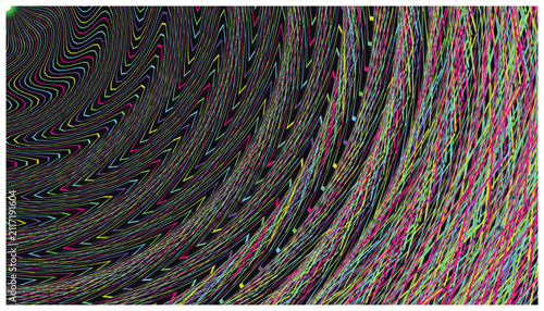Colorful circular line swirl pattern with rainbow spectrum radiating effect.