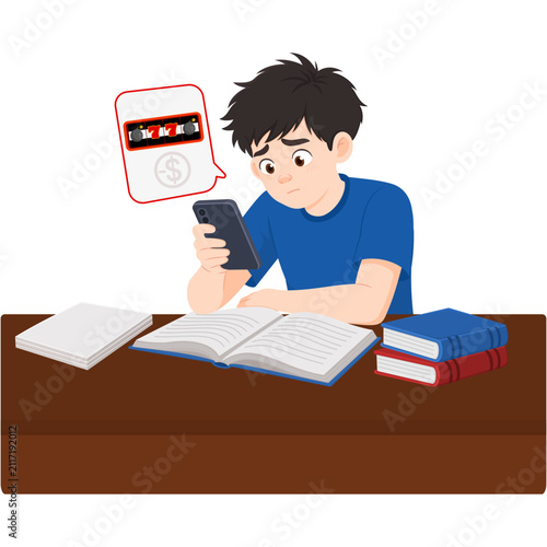 Student Distracted by Gambling Game on Phone