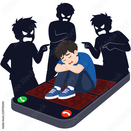 Cyberbullying  Crying on Smartphone