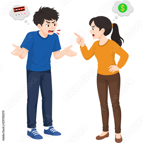Couple Arguing Over Money and Gambling