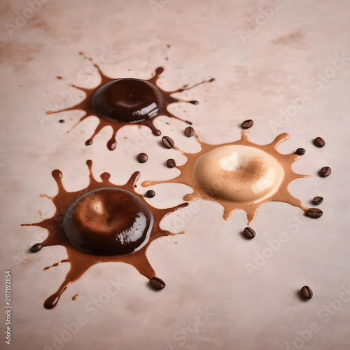 Three coffee splashes with ...