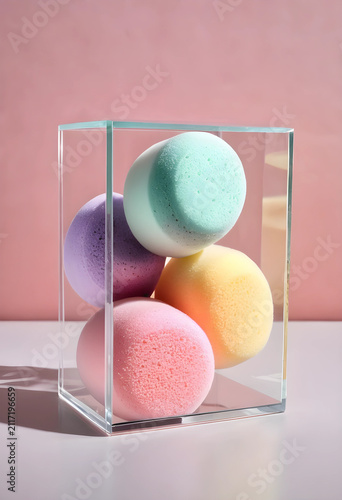 Colorful makeup sponges in ...