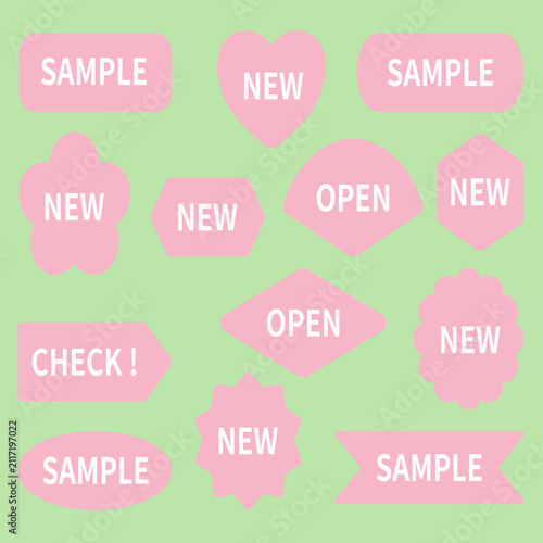 Strawberry Milk Color Minimal Filled Label and Badge Set