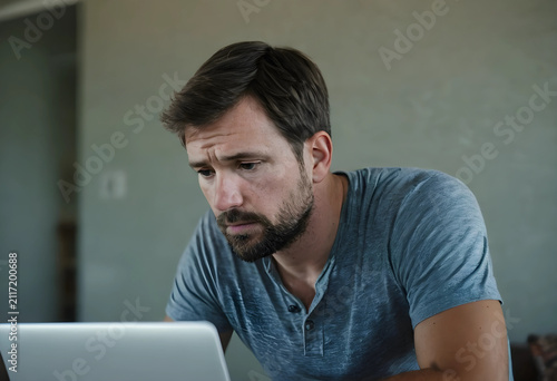 Concerned man with a beard ...