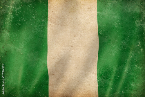 Cuadro en lienzo Old vintage flag of Nigeria, worn and stained