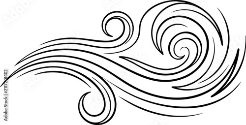 Fotografie Abstract wind gust swirl line art illustration with illustration movement abstra