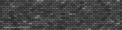 Brick wall seamless pattern, grey ceramic stone tile, black and white brickwall vector illustration