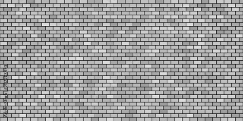 Brick wall seamless pattern, grey ceramic stone tile, black and white brickwall vector illustration