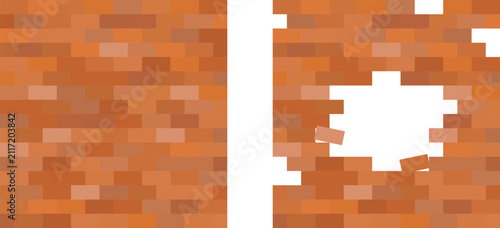 Hole in red brick wall
