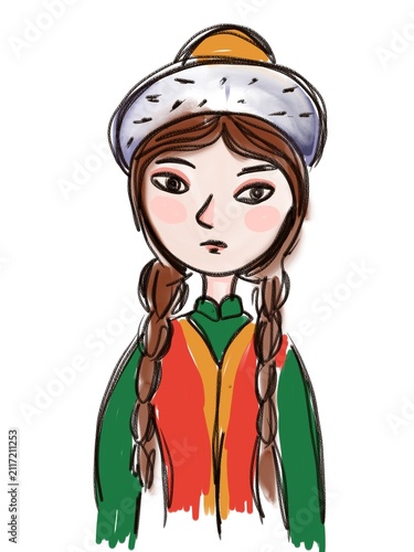 Bild auf Leinwand girl in national clothes