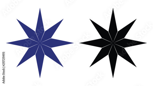 Star icon vector symbol with sharp eight pointed design, abstract