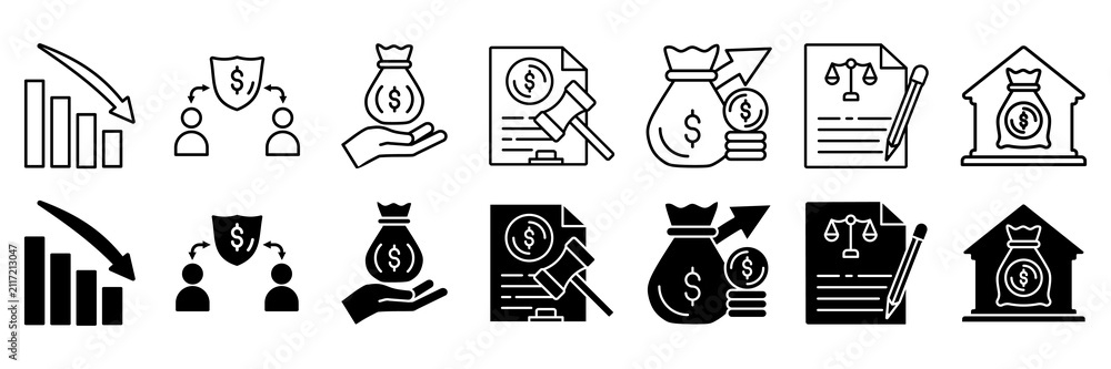 Foto Bankruptcy icon set