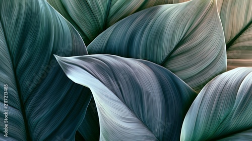 close-up of green and blue leaves