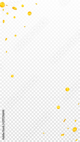 European Union Euro coins falling. Scattered gold