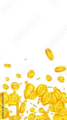 European Union Euro coins falling. Scattered gold