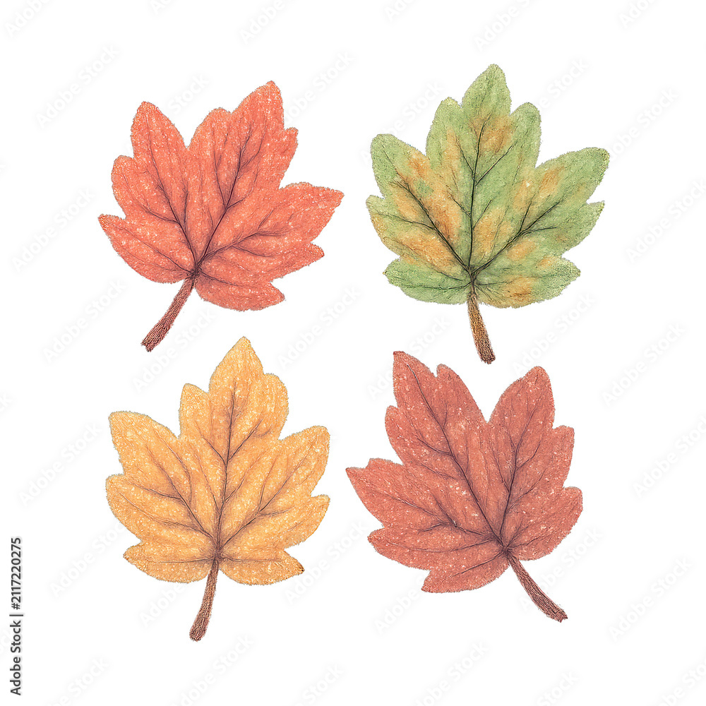 Obraz premium PNG Colorful autumn leaves illustration.