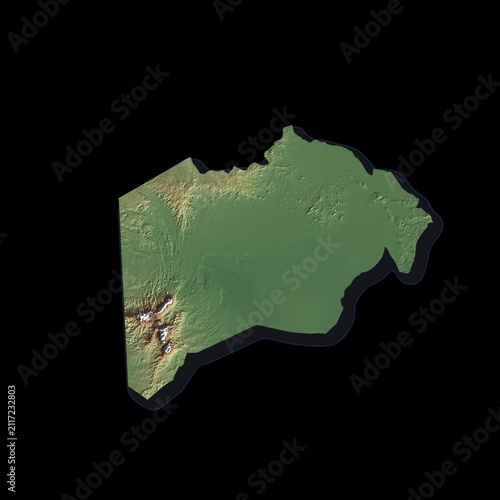 Chad Rotating 3D Relief Map Seamless Loop, Alpha Channel 4K