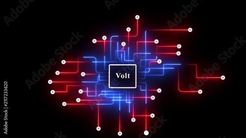 Digital circuit board animation with pulsing lights and the word Volt glowing.