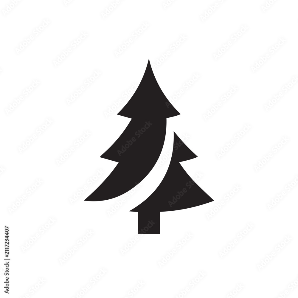 Obraz premium Christmas Tree Icon Black and White Vector Illustration