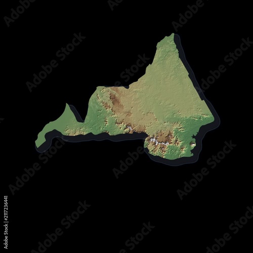 Cameroon Rotating 3D Relief Map Seamless Loop, Alpha Channel 4K