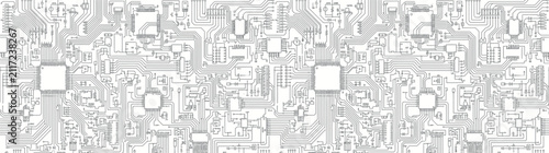 Complex Electronic Circuit Board Microchip Technology Pattern