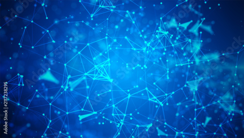 Abstract Connected Network with Glowing Nodes and Lines Technology Background