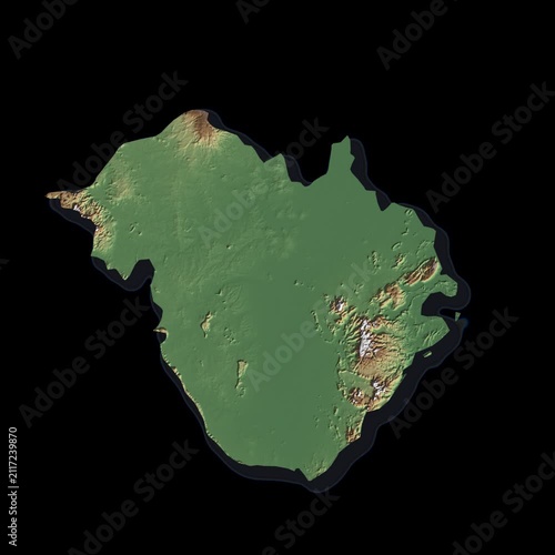 Cambodia Rotating 3D Relief Map Seamless Loop, Alpha Channel 4K