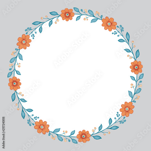 Flower Floral Wreath Frame EPS Vector