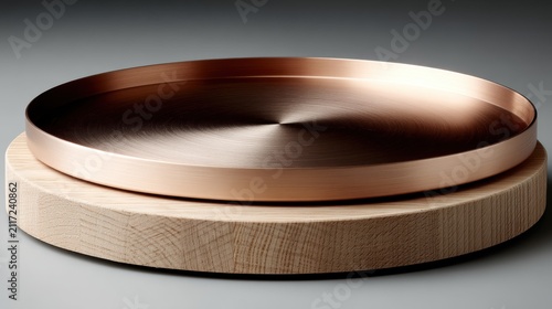 Copper Bowl with Wooden Base