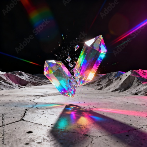 Refractive Collision: Neon Concrete Topography