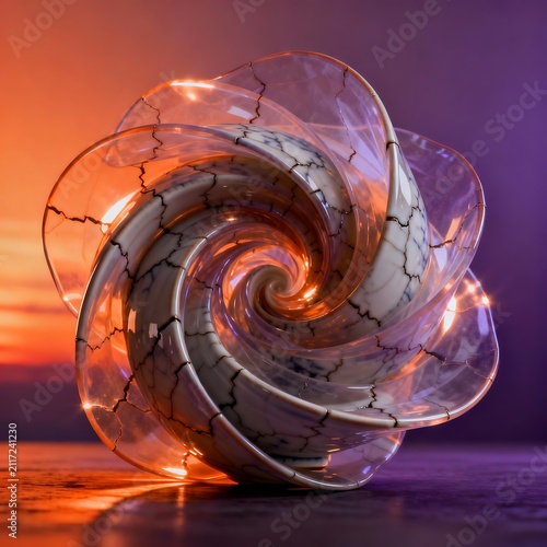 Porcelain Spiral Caustics in Violet Sunset