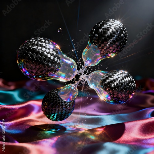 Iridescent Carbon Fiber Cells on Silk