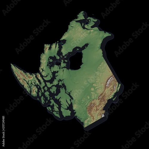 Canada Rotating 3D Relief Map Seamless Loop, Alpha Channel 4K