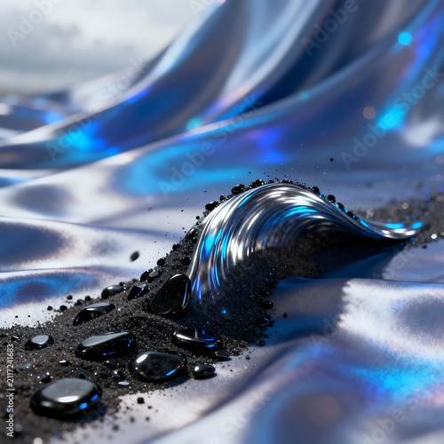 Obsidian Wave on Silk