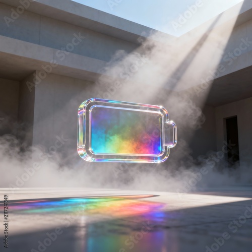 Holographic Acrylic Battery Icon in Architectural Light