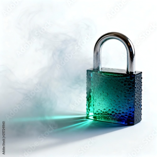 Crystal Lock on White: Emerald & Blue