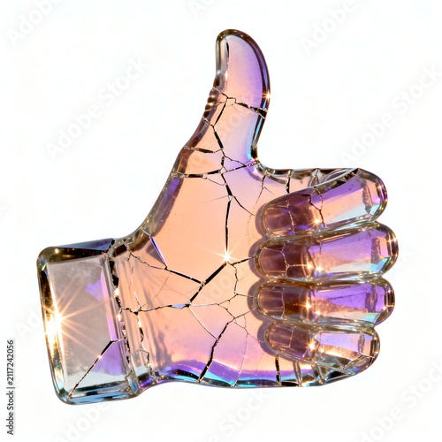 Iridescent Glass Thumbs Up Macro - Pastel Sunset Texture