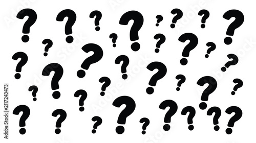 Question mark pattern background with doodle symbols, question