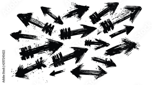 Arrows icon grunge texture hand drawn sketch style set